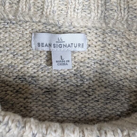 LL Bean Signature Sweater Womens Large Cream Gray Fair Isle Knit Pullover Warm - Picture 3 of 6